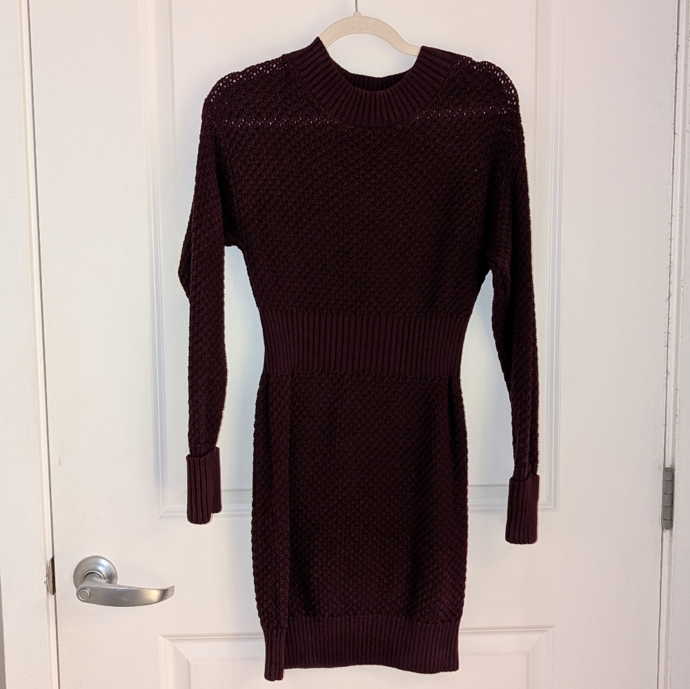 525 America Purple Ribbed Dolman Sleeve Dress